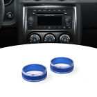 2x CD Radio Switch Knob Trim Ring Bezel for Dodge Challenger 09-14 Aluminum Blue