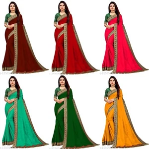 Women's Dola Silk Saree with Running Blouse - Picture 1 of 19