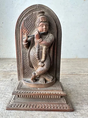 Antigua Antigua Rara Tallada a Mano Madera de Rosa Hindú Religioso Dios Krishna Figura Estatua Foto 1 de 4