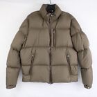 Moncler Besbre Short Down Puffer Jacket with Leather Details in Taupe Brown (3)