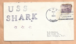 U.S.S. SHARK MAY 9,1936 LOUISIANA NAVAL COVER - Picture 1 of 1