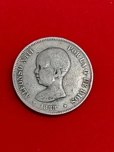 SPANIEN 5 PESETAS 1888 ALFONSO XIII  - Bild 1 von 2
