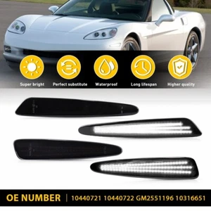 4X White LED Front Rear Side Marker Signal Lights For Chevy 05-13 Corvette C6 - Foto 1 di 15