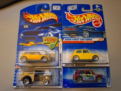 Hot Wheels MINI-Morris Lote de 4: 2001 Cooper Primera Edición Amarillo, Vagón Menor Foto 1 de 4