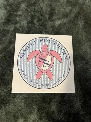 Botella calcomanía auto Simply Southern pegatina computadora portátil tortuga marina Florida rosa y azul Foto 1 de 2