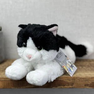 Aurora Flopsies Oreo Cat - Black/White Soft Beanie Floppy Cat Plush 12"  - Picture 1 of 10