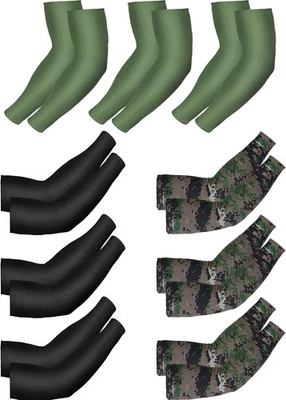 Bememo 9 Pairs Unisex UV Protection Sleeves Black, Army Green, Camouflage  - Image 1 of 4
