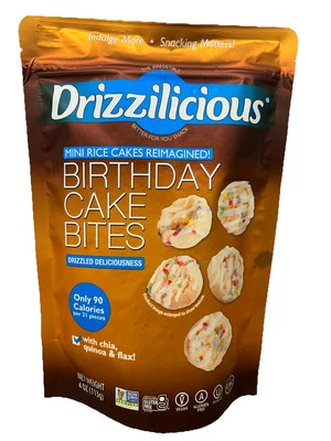 Drizzilicious Mini Rice Cakes Birthday Cake Bites, 4 Ounce, Kosher, Gluten Free - Image 1 of 2