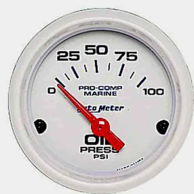 Auto Meter 200758 Pro-Comp White Phantom Marine Oil Pressure Gauge Diameter: 2-1 - Image 1 of 3