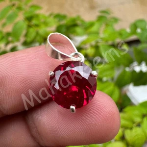 Certified 10 CT Natural Red Ruby Loose Gemstone Pendant In 925 Solid Silver - Picture 1 of 5