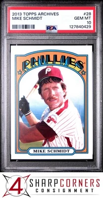 2013 TOPPS ARCHIVES #28 MIKE SCHMIDT HOF PSA 10 - Image 1 of 3