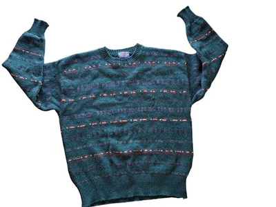 Vtg Pendleton Lobo Pure Virgin Wool Sweater Crewneck Size L Green Southwestern - Image 1 of 4