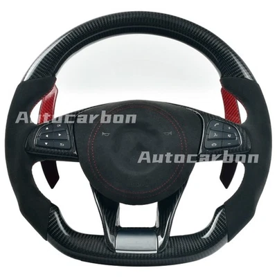 Volante de fibra de carbono para Benz Mercedes AMG C63 W203 W212 W205 W204 W213 Foto 1 de 4