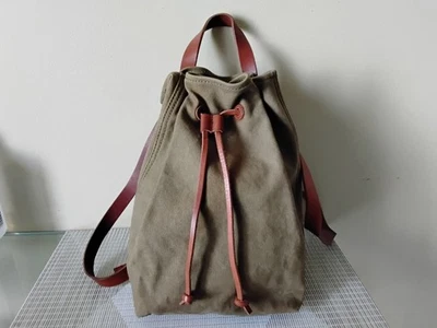 Mochila MADEWELL The Canvas Somerset verde oliva marrón correas de cuero Foto 1 de 4