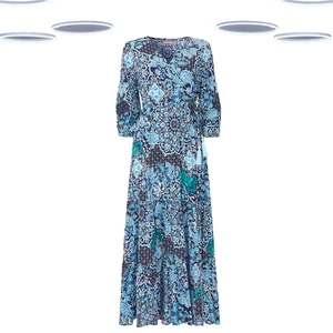 Ex Joe Browns Women's Long Sleeve Paisley Wrap Maxi Dress in Blue - Picture 1 of 4