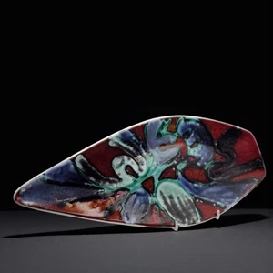 POOLE POTTERY 1960s Delphis Abstract Spear Dish Anne Godfrey MID CENTURY DESIGN - Bild 1 von 6