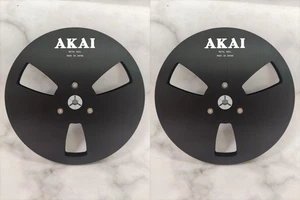 One Pair Standard Metal Aluminum 7 '' Black Tape Reel For Akai Tape Recorder - Picture 1 of 5