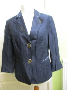 Gerry Weber Jacket EUR 40 UK 14  NAVY BLUE LIGHTWEIGHT DIAMONTE TRIM 3/4 SLEEVES - Picture 1 of 5
