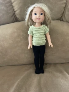 Wellie Wisher 14.5" Doll Hand Knitted Cardigan/Sweater - Sweet Pea - Picture 1 of 3