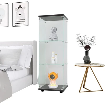 Vitrina de vidrio de 3 estantes con puerta, vitrina de colección de curiosidades... Foto 1 de 4