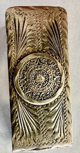 Vintage Sterling Silver Aztec Calendar Sunburst Hand Crafted Money Clip - Picture 1 of 3