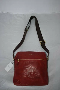 Paul Smith Red Crinkle Leather Business Messenger Shoulder Strap Holdall Bag New - Picture 1 of 12