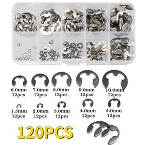 Kit de clip de retención a presión de anillo E-clips 120 piezas Kit de acero inoxidable de acero al carbono - Imagen 1 de 6