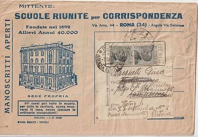 ITALIA 1928 MANUSCRITOS ESCUELAS ABIERTAS - UNIDOS POR CORREO A LAMPORECCHIO Foto 1 de 2