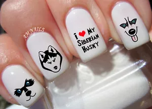 Siberian Husky Nail Art Stickers Transfers Decals Set of 54 - A1303 - Picture 1 of 2