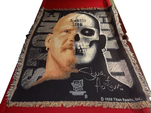 Manta tapiz Steve Austin Stone Cold 1998 Titan Sports rara vintage WWE WWF - Imagen 1 de 15