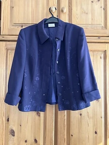 Basler 12 Aubergine Embroidered Blazer Jacket, shoulder pads - Picture 1 of 6