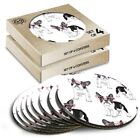 8 x Boxed Round Coasters - Cute Boston Terrier Dog Pattern Pink Glasses #44763