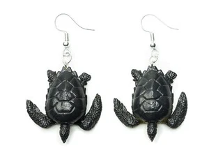 Schildkröte Ohrringe Miniblings Hänger Wasserschildkröte Meer Insel Zoo schwarz - Bild 1 von 4