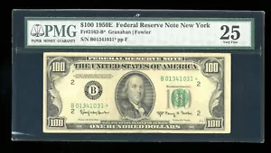 DBR 1950-E $100 FRN New York STAR Fr. 2162-B* PMG 25 Serial B01341031* - Picture 1 of 2