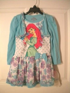 Girls Disney Ariel Long Sleeve Light Blue Dress - Size 5 - Picture 1 of 2