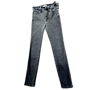 Jean Madewell pierna ajustada para mujer talla 27 negro denim lavado oscuro tiro alto ajustado - Imagen 1 de 15