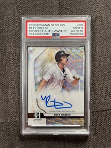 2020 Bowman Sterling - RILEY GREENE- Prospect Auto Wave Ref /125 PSA 10