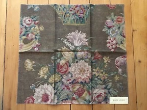 RALPH LAUREN 26" X 24” FABRIC REMNANT " Herlington Floral Brown “ USA # 52 - Picture 1 of 5