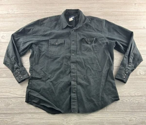 VTG Wrangler Button Up Pearl Snap Western Shirt Mens Black Long Sleeve - Picture 1 of 7