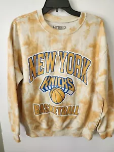 New York Knicks Tie-Dye Sweatshirt L Basketball NBA Longsleeve Orange Retro Logo - Picture 1 of 6