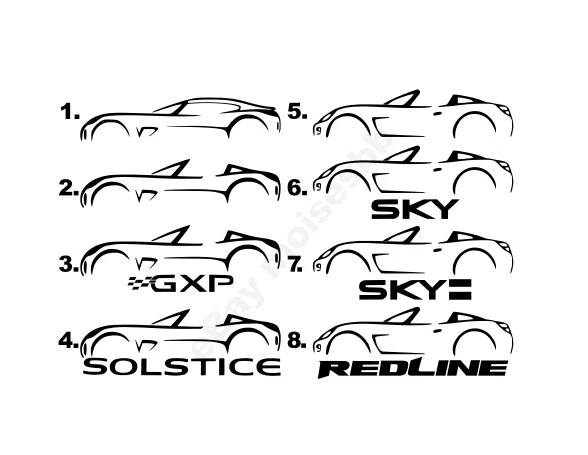 Calcomanía adhesiva de vinilo Saturn Sky Pontiac Solstice techo rígido Kappa Silhouette contorno Foto 1 de 1