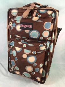 JanSport Rolling Suitcase Luggage Brown with colorful Dots 22” Adjustable Handle - Picture 1 of 17
