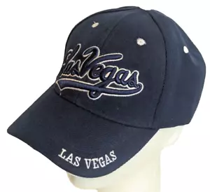 Las Vegas Navy Blue Embroidered Baseball Hat Cap Hook & Loop VG+ Canvas Vented + - Picture 1 of 8