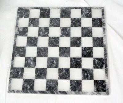 Cool Granite Marble Chess Board Set w/ Custom Marble Chess Pieces Black & White - Image 1 of 4