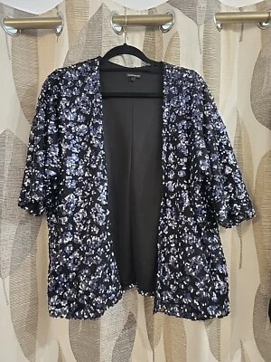 Склад синий черный блестками открытый кимоно куртка размер L - Изображение 1 из 4