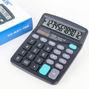 12 Digit LCD Large Display Solar & Battery Dual Power Electronic Calculator - Picture 1 of 7