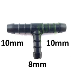 Tubo de montaje de tubería de aire combustible de aire de combustible de agua conector de púas T-Piece 10 mm - 8 mm - Imagen 1 de 3