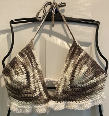 New Handmade Crochet Bikini Top Boho Women's Bohemian Adjustable Sz L/XL - Image 1 of 2