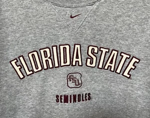 Sudadera De Colección Nike FLORIDA STATE GRANDE Centro Swoosh Y2K Bloque Gris Manchas - Imagen 1 de 19
