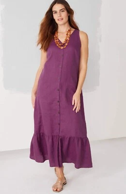 J.Jill ~ 2X ~ 全新华丽亚麻纽扣前长裙 ~ 全新带标签(1D14) 最后一个! — 第 1/4 张图片